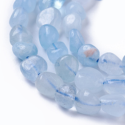 天然石アクアマリンビーズ連売り  タンブルストーン  ナゲット  5~9x5~7mm  穴：1mm  約61~62個/連  14.96インチ〜15.4インチ（38~39cm）&nbsp;G-P433-06A