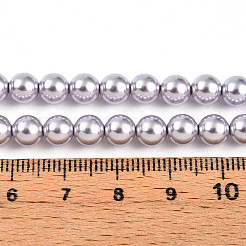 ベーキングペイントパール化ガラスパールビーズ連売り  ラウンド  ラベンダー  6mm  穴：0.8mm  約69~70個/連  15.75~15.94インチ（40~40.5cm）&nbsp;HY-N002-6mm-A04