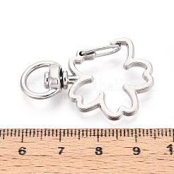 合金スイベルスナップフッククラスプ  花  プラチナ  36.5x22.5x5.5~6mm  穴：5x9mm&nbsp;PALLOY-T090-79P