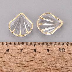 透明なアクリルパーツ  貝殻の形のチャーム  金色の金属で装飾された  透明  20x19x4~4.5mm  穴：1.5mm  約980個/500g&nbsp;AC-N166-03