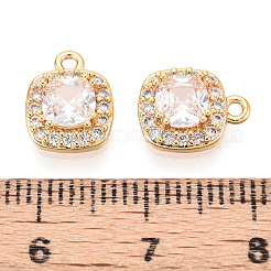 Brass Micro Pave Clear Cubic Zirconia Pendants&nbsp;KK-T078-11G