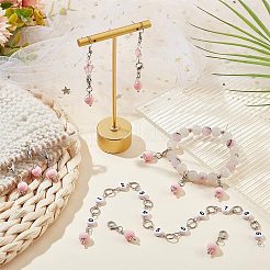 アクリル数字ビーズ編み列カウンターチェーン1個  20 個のプラスチックペンダント装飾  ピンク  カウンターチェーン：26cm  ステッチマーカー：3.2cm&nbsp;HJEW-BC0001-34B