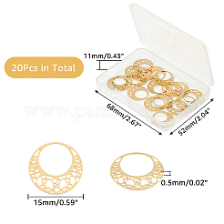 304ステンレススチール製フィリグリージョイナーリンク20個  レーザー切断  フラットラウンド  14KGP本金メッキ  15x0.5mm&nbsp;STAS-DC0011-42