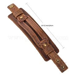 レザーラップスナップブレスレット  サドルブラウン  220~240mm（8-5/8インチ〜9-1/2インチ）&nbsp;BJEW-FF0007-027B
