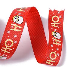 25 ヤードのクリスマステーマプリントポリエステルグログランリボン  DIYのジュエリーには  フラット  レッド  1インチ（25.5mm）&nbsp;OCOR-C004-02D
