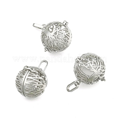 Rack Plating Brass Hollow Round Cage Pendants&nbsp;KK-M181-02P-NF