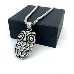 Vintage Gothic Owl Pendant 304 Stainless Steel Men’s Necklaces&nbsp;II3155