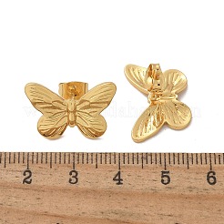 女性用304ステンレススチールスタッドピアス  イオンプレーティング（ip）  18KGP本金メッキ  蝶  14x20mm&nbsp;EJEW-L296-012G-02