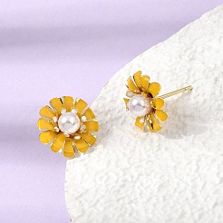 Brass Enamel Stud Earrings&nbsp;KK-CBA8324-27G-02