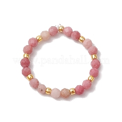 Natural Rhodonite Beaded Stretch Rings for Women&nbsp;RJEW-JR00868-09