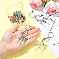 7Pcs 7 Colors Alloy Moon with Star Pendant Keychains&nbsp;KEYC-FS00045