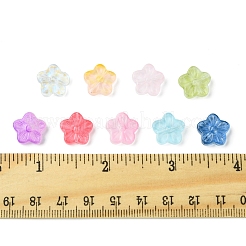 ベーキングペイントガラスビーズ30個  花  淡いバイオレットレッド  12.5x13x4.5mm  穴：1.2mm&nbsp;GLAA-FS0001-97B