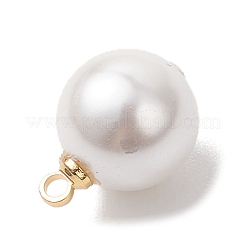 9個 3サイズ シェルパール ラウンドチャーム  真鍮のベイルと  ゴールドカラー  ホワイト  9.5~13.5x6~10.5mm  穴：1.6mm  3pcs /サイズ&nbsp;PALLOY-JF04857