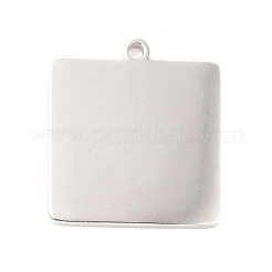 変色しない304ステンレススチールペンダント  花模様の正方形  ステンレス鋼色  20x18x1mm  穴：1.5mm&nbsp;STAS-P299-08P