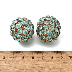 真鍮製のラインストーンビーズ  鉛フリー＆カドミウムフリー  ラックめっき  ラウンド  ゴールドカラー  26x25.5mm  穴：4.5mm&nbsp;KK-D295-07G-01