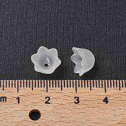 分厚い透明な曇らされたチューリップの花アクリルビーズキャップ  スズラン  10 mm幅  厚さ6mm  穴：1.5mm&nbsp;X-PL543-1
