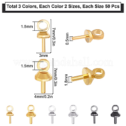 300スタイルの真鍮カップペグベイルペンダント6個  片穴ビード用  ミックスカラー  7x3~4mm  穴：1.5mm  ピン：1.5~1.8mm  50個/スタイル&nbsp;FIND-SC0002-79