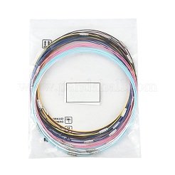 32個 8色 ステンレスワイヤーネックレスコード DIY ジュエリー作り  真鍮製ネジ式クラスプ付き  ミックスカラー  17.52インチ（44.5cm）  1mm  内径：5.71インチ（14.5cm）  4個/カラー&nbsp;TWIR-FS0001-01