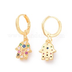 Brass Micro Pave Cubic Zirconia Dangle Hoop Earrings&nbsp;EJEW-F233-10