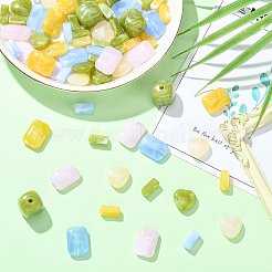 72 個 10 スタイル不透明 & 透明アクリルビーズ  天然石風  混合図形  ツートン  ミックスカラー  13.5~20x5.5~15.5x5.5~15.5mm  穴：1.4~3mm&nbsp;OACR-FS0002-83
