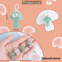 天然石グリーンアベンチュリンペンダント  きのこチャーム  銀メッキ銅線巻き  30x15x16mm  穴：5mm&nbsp;PALLOY-SW0004-03