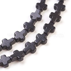 合成ターコイズビーズ連売り  染め  クロス  ブラック  10x8x3mm  穴：1mm  約38個/連  15インチ&nbsp;TURQ-G112-8x10mm-10