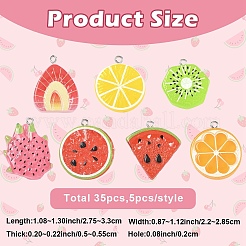 35Pcs 7 Styles Fruit Theme Spray Painted Opaque Resin Pendants&nbsp;RESI-YW0006-09