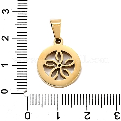 Flat Round with Flower 304 Stainless Steel Pendants&nbsp;STAS-M121-03G