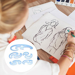 5個 5スタイル アクリル製図テンプレート 測定定規セット  空色  60~80x140~240x3mm  1個/スタイル&nbsp;TOOL-WH0242-001
