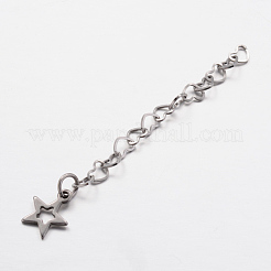 変色防止 304 ステンレススチール ハートリンクチェーンエクステンダー  ステンレス鋼色  52~61x3.5mm&nbsp;X-FIND-JF00074