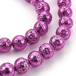 Electroplated Natural Lava Rock Bead Strands&nbsp;G-E511-01D-6mm