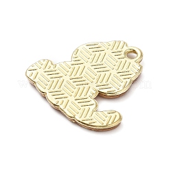 合金エナメルチャーム  ライトゴールド  猫のチャーム  ホワイト  20x20x2mm  穴：1.6mm&nbsp;ENAM-WH0001-32LG-08
