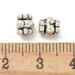 チベット風合金ビーズ  カドミウムフリー＆鉛フリー  コラム  アンティークシルバー  6x6mm  穴：1.5mm  約1639個/1000g&nbsp;TIBE-P003-37AS
