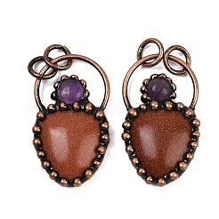 Natural & Synthetic Mixed Gemstone & Natural Amethyst Pendants&nbsp;G-Z101-06R