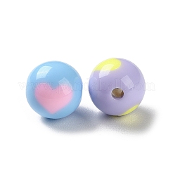 ツートンの不透明アクリルビーズ  ラウンド  ハート  12mm  穴：2.2mm  約505個/500g&nbsp;SACR-I005-07B