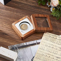 Square Black Walnut Wooden Coin Storage Boxes&nbsp;CON-WH0099-62B