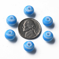 不透明な縞模様のアクリルビーズ  ラウンド  ディープスカイブルー  10mm  穴：2mm  約940個/500g&nbsp;MACR-S373-27D-09
