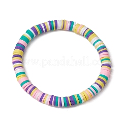 3Pcs 3 Colors Polymer Clay Disc Beaded Stretch Bracelet Sets&nbsp;BJEW-JB10439-01