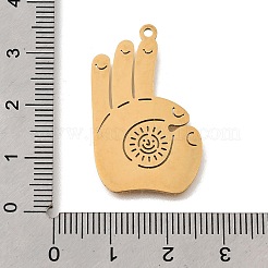 ステンレスペンダント201個  レーザー切断  OKハンドジェスチャーチャーム  ゴールドカラー  32x21x1mm  穴：1.6mm&nbsp;LS-STAS-S176-18G