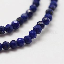 天然石ラピスラズリビーズ連売り  グレードAA  多面カット  ラウンド  2mm  穴：0.5mm  約204個/連  15インチ&nbsp;G-P270-2mm-19