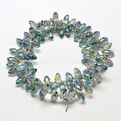 Faceted Teardrop Full Rainbow Plated Electroplate Glass Beads Strands&nbsp;EGLA-J131-FR13