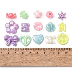 プラスチックビーズ  混合図形  ABカラーメッキ  ミックスカラー  6~19x6~20x3~8mm  穴：1.8~4.5mm  約1665個/500g&nbsp;KY-Z003-26