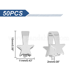スター304ステンレススチールスナップオンベイル50個  ステンレス鋼色  15x11mm  ピン：2x1mm&nbsp;STAS-UN0040-23
