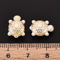 ABSプラスチックパール調ビーズ  カメ  ゴールドライン入り  半分メッキ  ホワイト  13x9x5mm  穴：1.6~1.8mm  約2380個/500g&nbsp;OACR-T029-78A