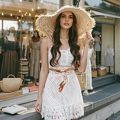 Bohemian Imitation Leather Tassel Wrap Chain Belts&nbsp;AJEW-WH20033-096AS-C