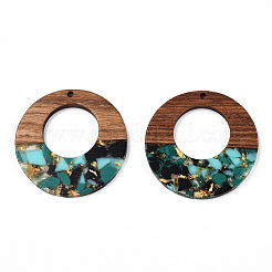 Transparent Resin & Walnut Wood Pendants&nbsp;RESI-TAC0017-74-A02