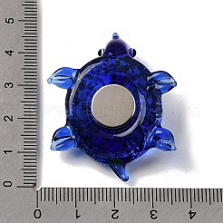 手作りのランプワーク冷蔵庫マグネット  カメ  金の砂  ミックスカラー  42x34.5x17mm&nbsp;LAMP-E038-02