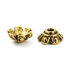 チベット風ビーズキャップ  花  アンティーク黄金  7x3mm  穴：1mm&nbsp;TIBEB-E016-AG