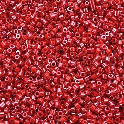 ガラスシリンダービーズ  シードビーズ  不透明色の光沢  丸い穴  レッド  1.5~2x1~2mm  穴：0.8mm  約8000個/袋  約1ポンド/バッグ&nbsp;SEED-S047-L-004