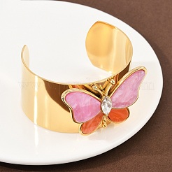 304 Stainless Steel Acrylic Cuff Bangles for Women&nbsp;BJEW-A049-05G-01